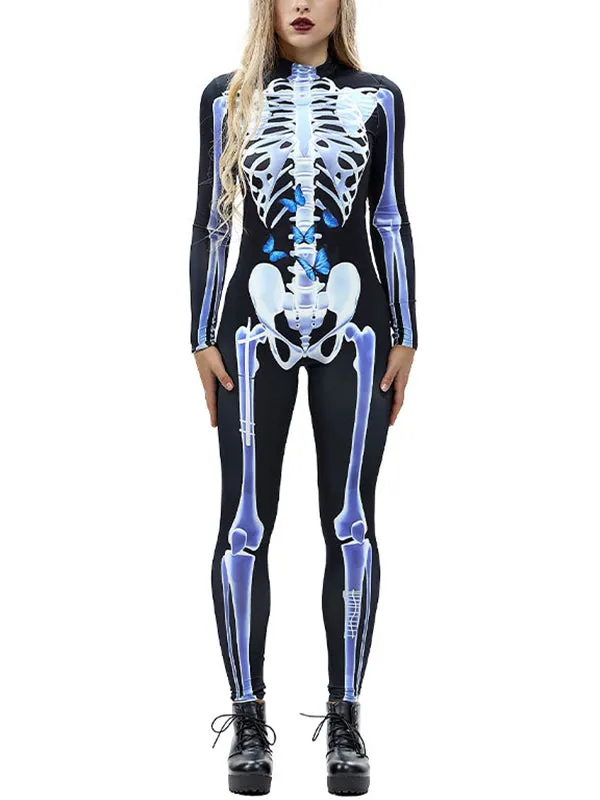 Halloween Skeleton Long Sleeve Jumpsuit