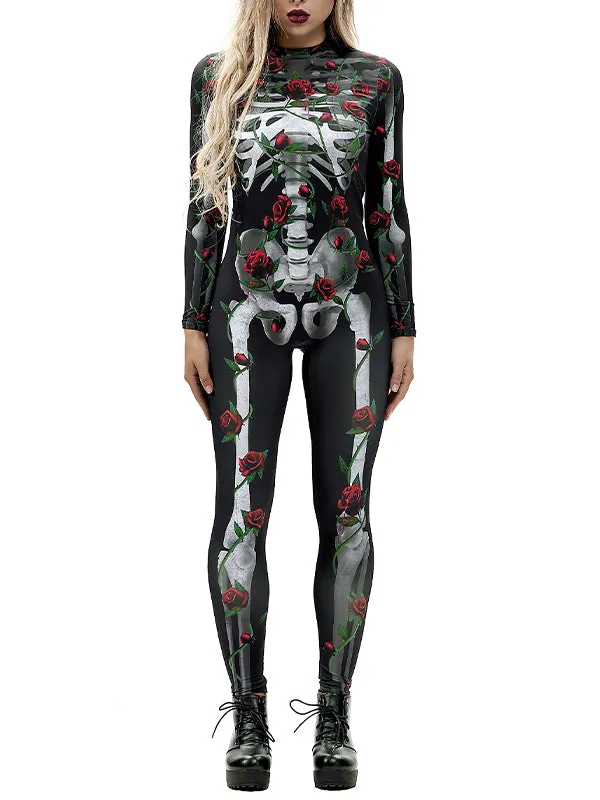 Halloween Skeleton Long Sleeve Jumpsuit