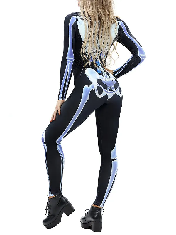 Halloween Skeleton Long Sleeve Jumpsuit