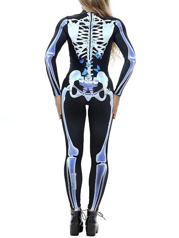 Halloween Skeleton Long Sleeve Jumpsuit