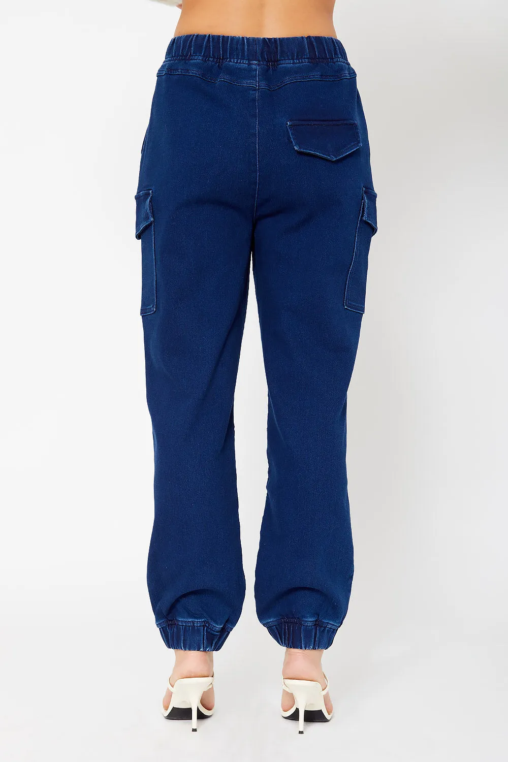 High-rise cotton knit cargo joggers
