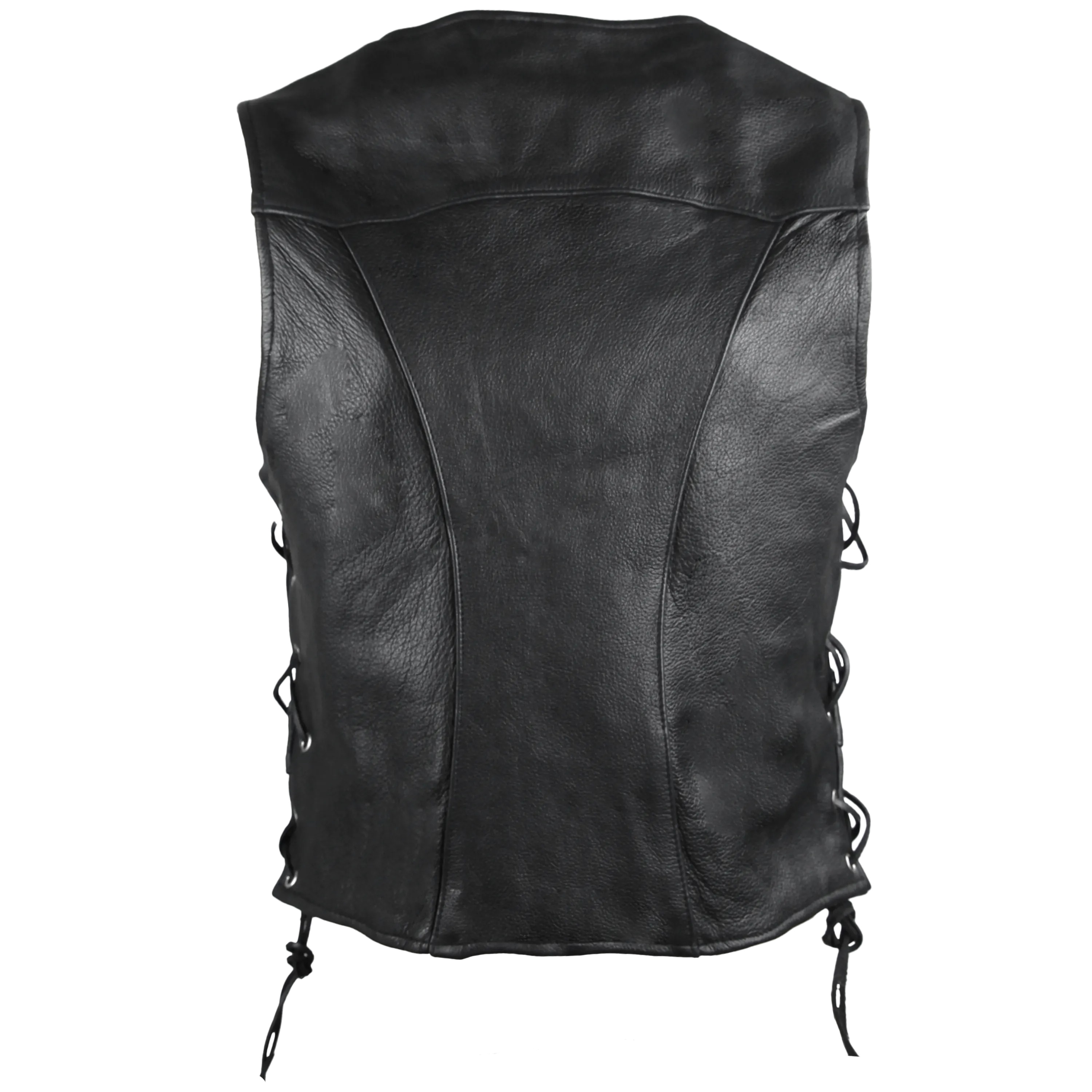 HML1040 Ladies Naked Leather Vest With Lace Sides