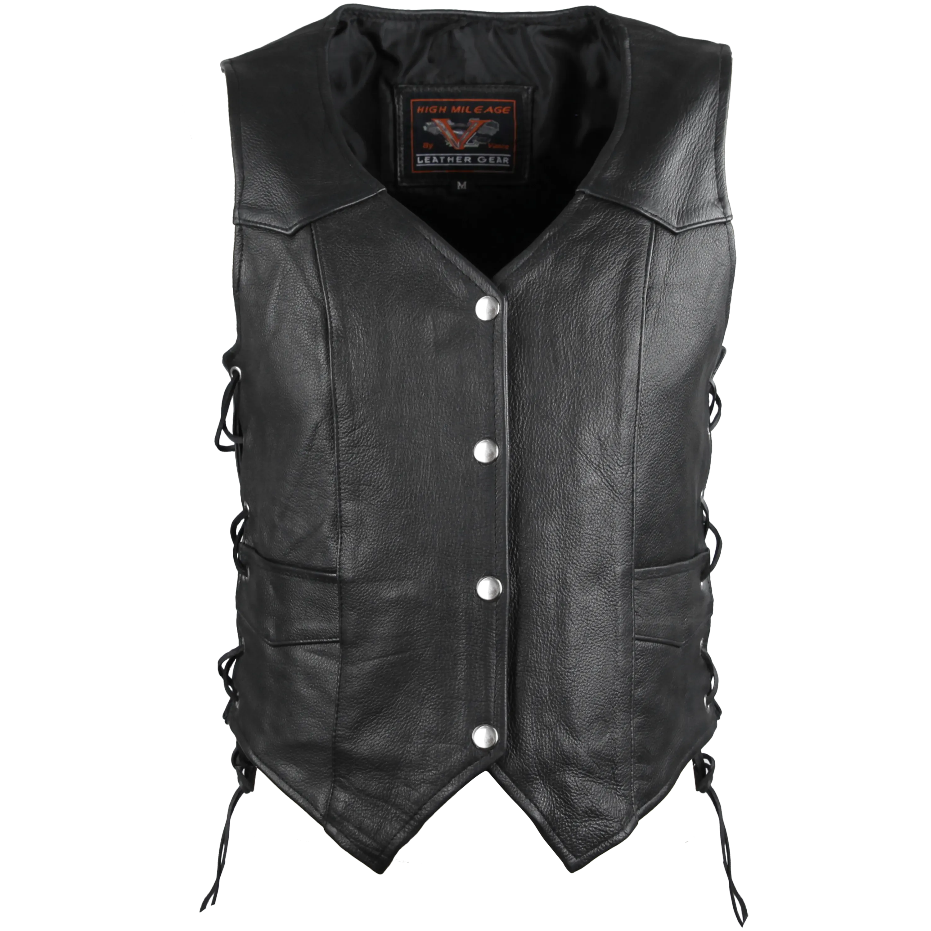 HML1040 Ladies Naked Leather Vest With Lace Sides