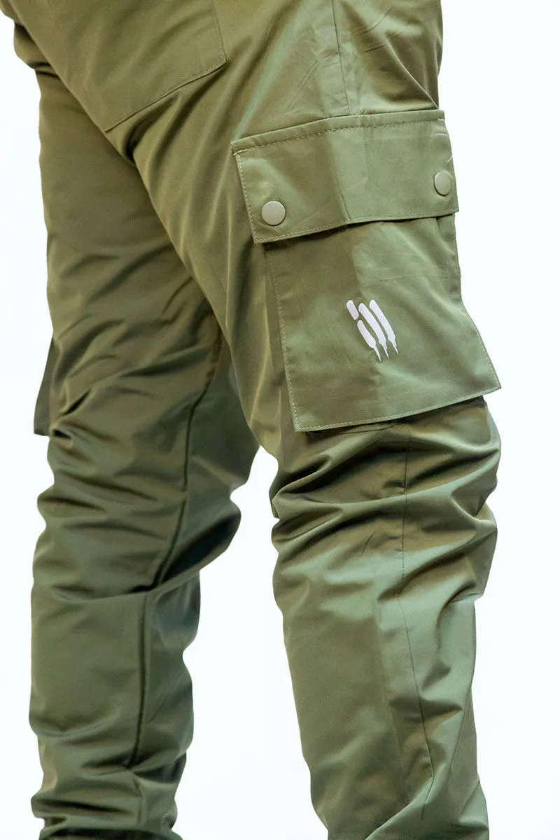iLLionaire Reflective Cargo Jogger Pants OLIVE