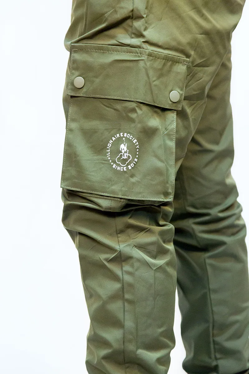 iLLionaire Reflective Cargo Jogger Pants OLIVE