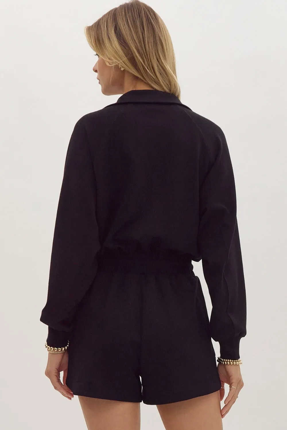 Ingrid- Long Sleeve Zip Collared Romper