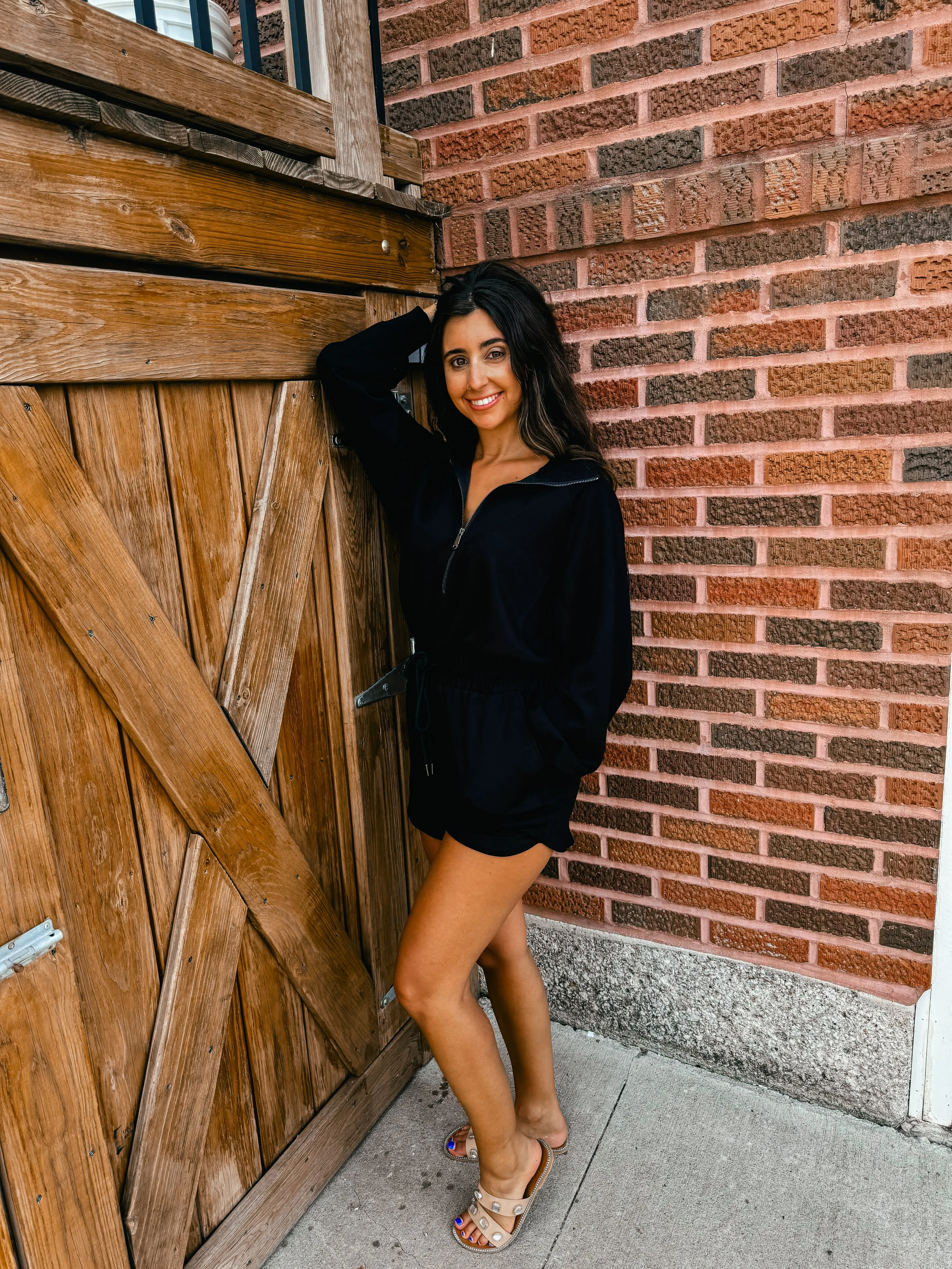 Ingrid- Long Sleeve Zip Collared Romper