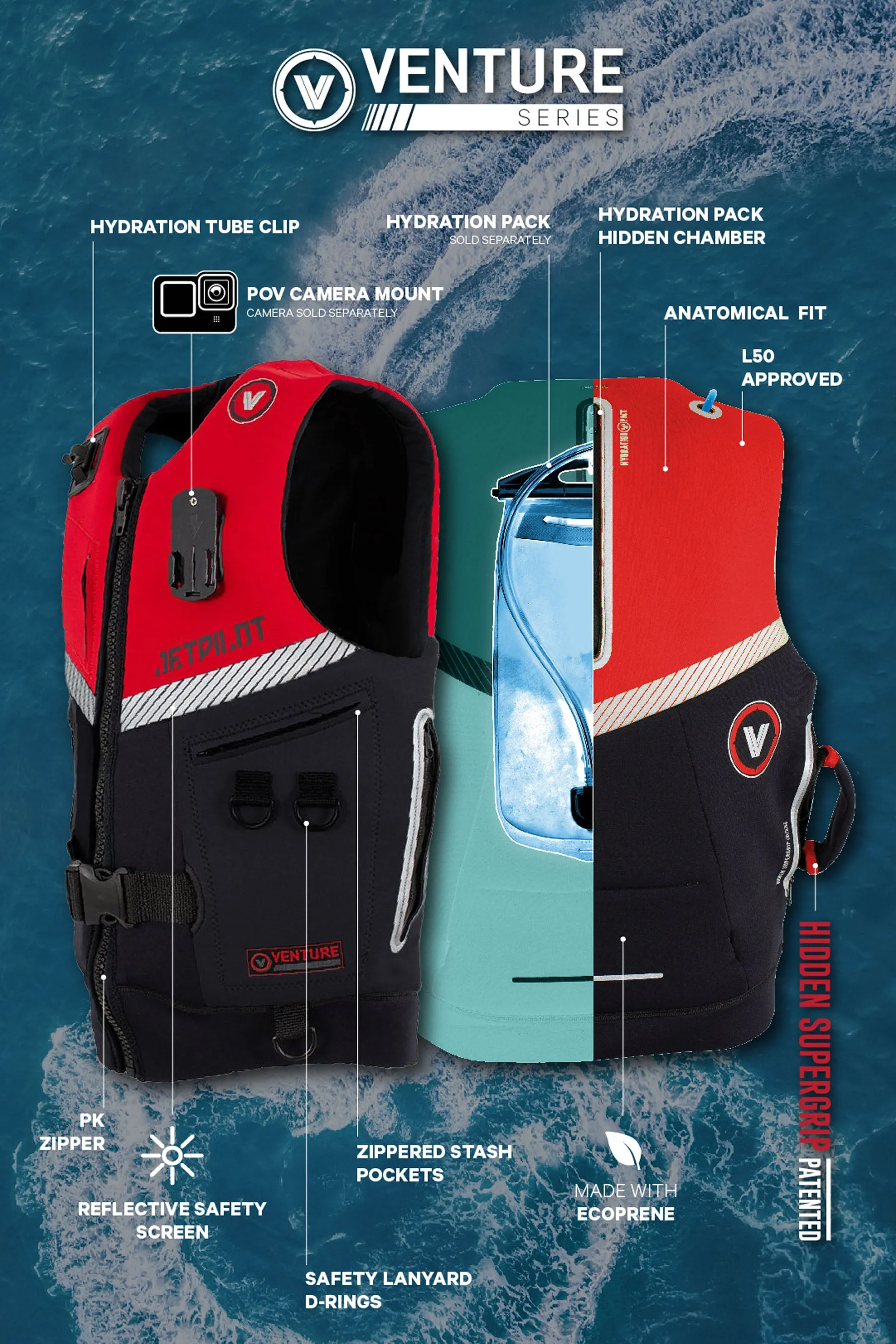 Jetpilot Venture Mens Neo Life Jacket - Black/Red