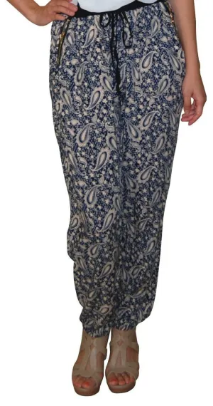 Jogger Pants Printed  Paisley Pale Pink Navy