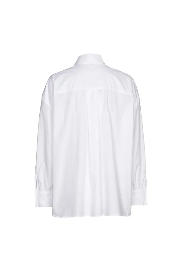 KHAKI FLOWER DETAIL OVERSIZED COTTON SHIRT