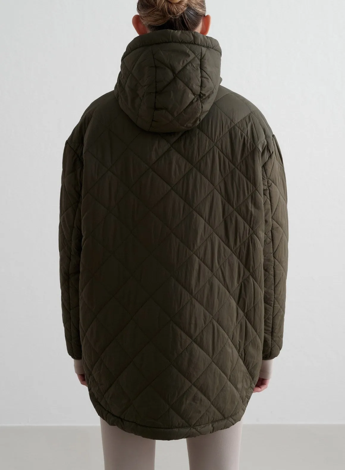 Khaki Oversized Quilted Anorak