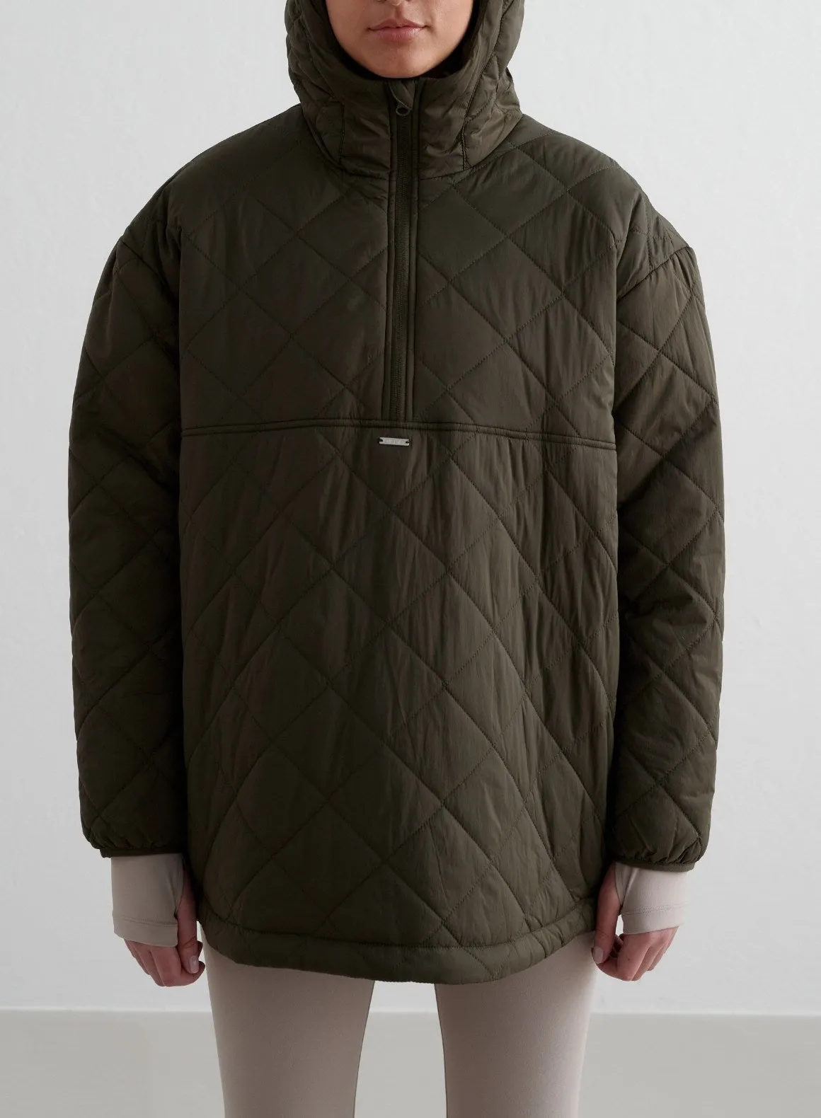 Khaki Oversized Quilted Anorak