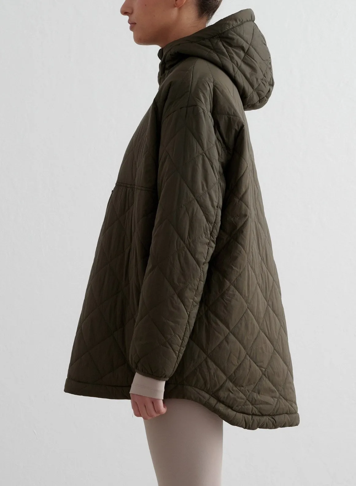 Khaki Oversized Quilted Anorak