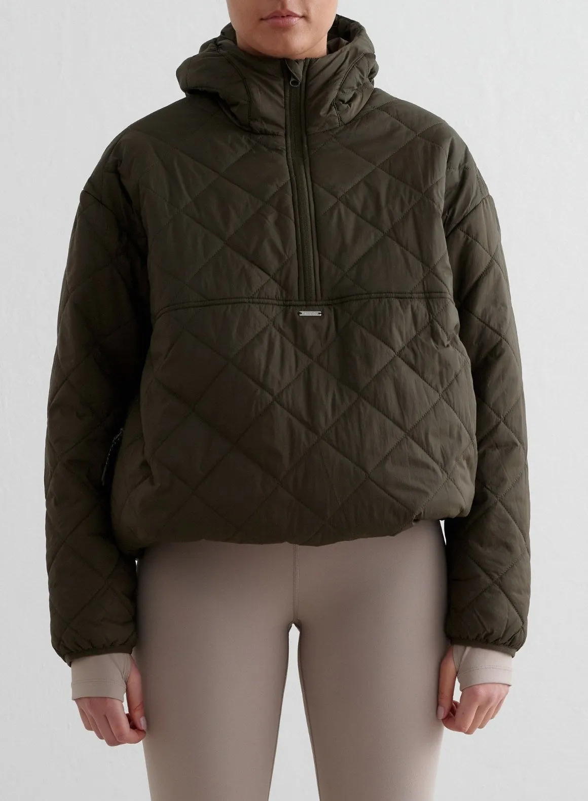 Khaki Oversized Quilted Anorak