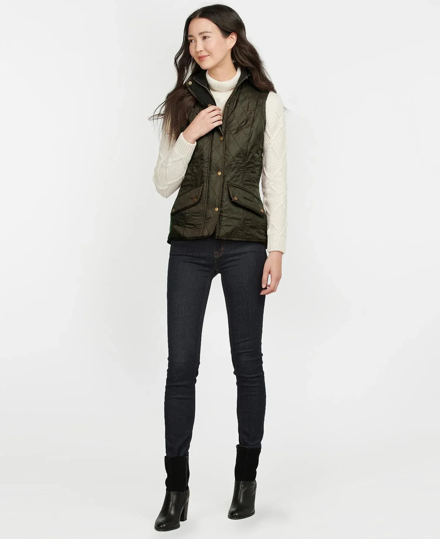 LADIESS BARBOUR POPPY GILET - OLIVE