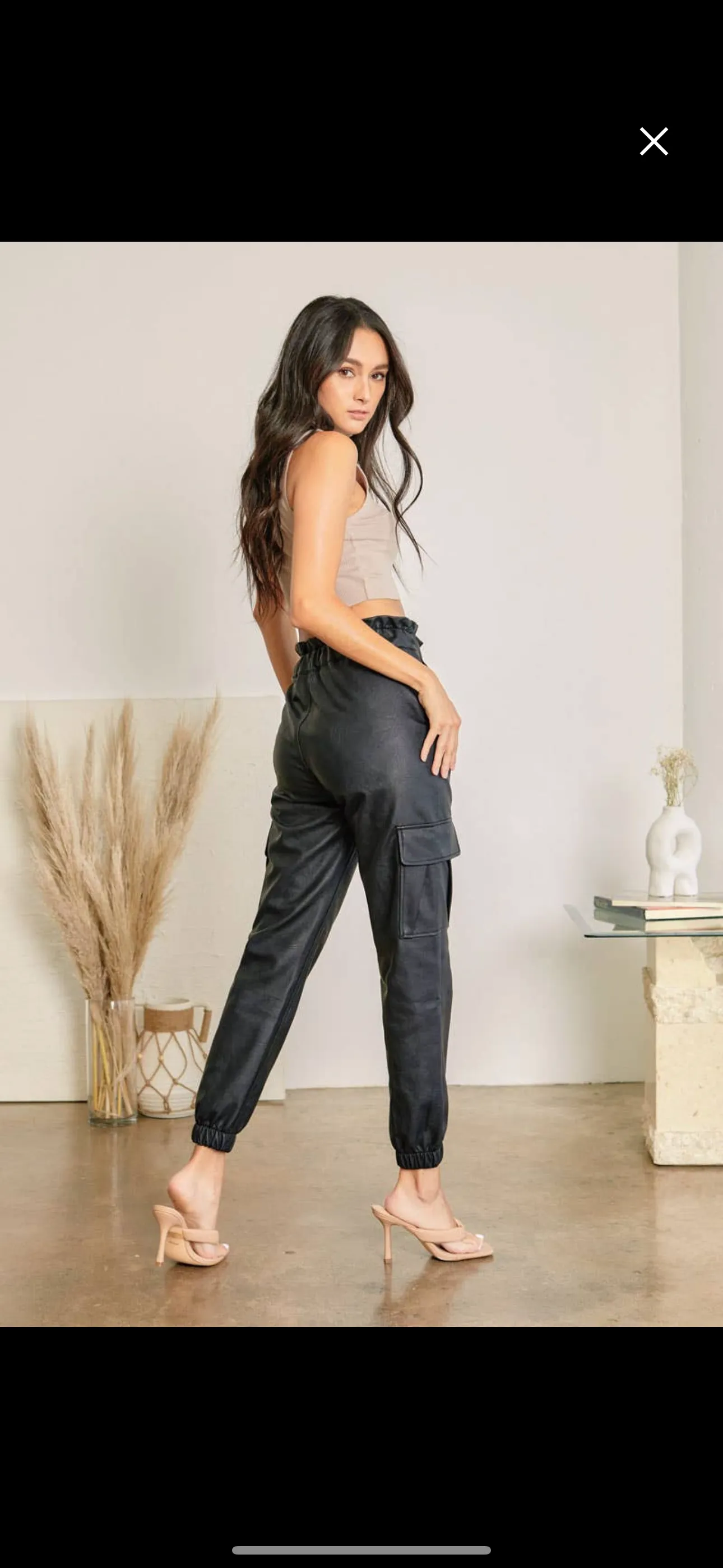 Leatherette Joggers: Black