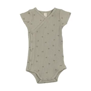 Lilette Flower Side Snap Romper - Sage