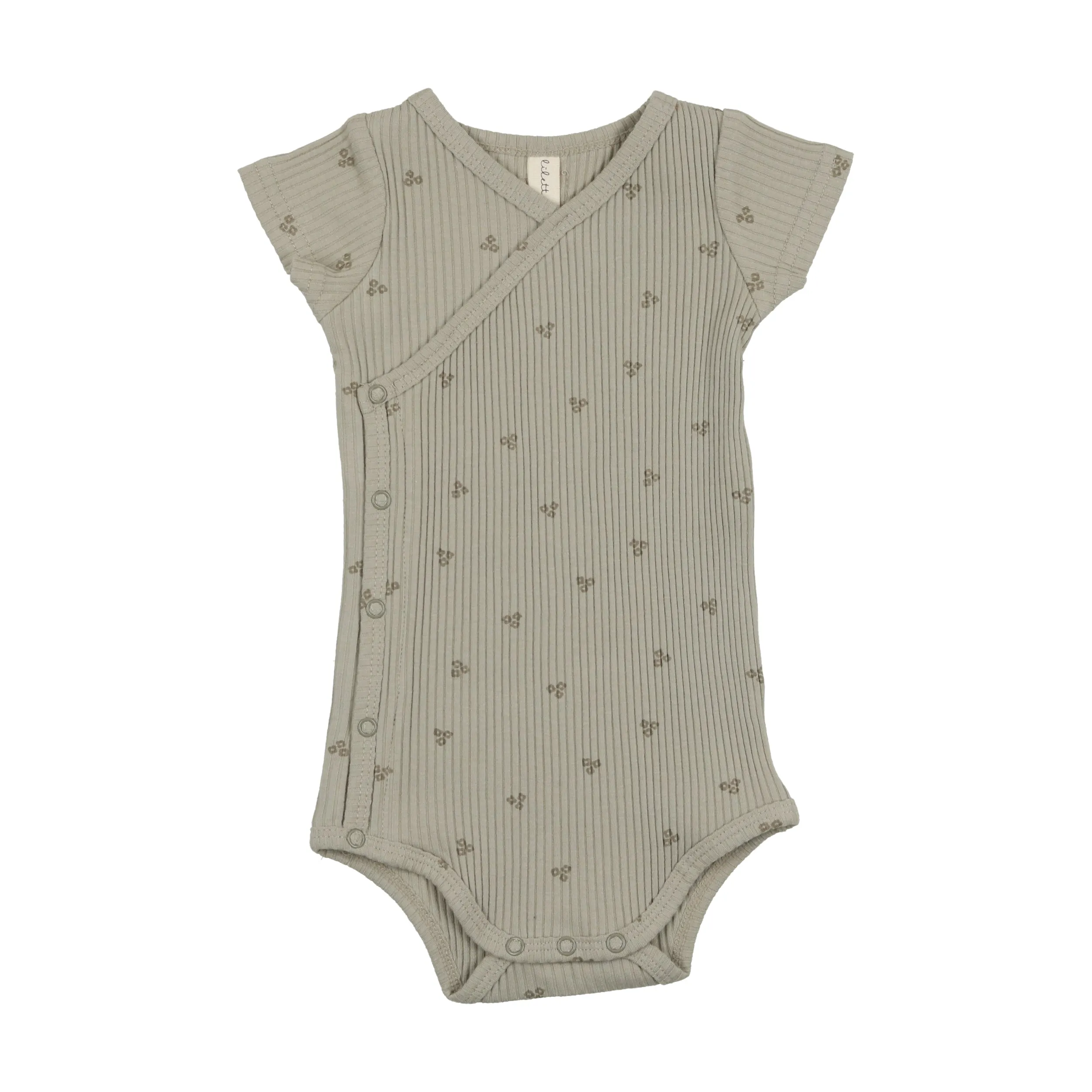 Lilette Flower Side Snap Romper - Sage