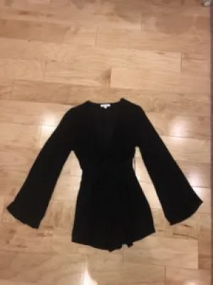 Long Bell Sleeve Tie Front Detail Romper