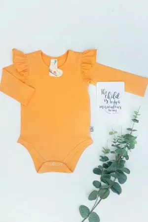 Long Sleeve Flutter Romper - Butterscotch - 0000 to 2yrs