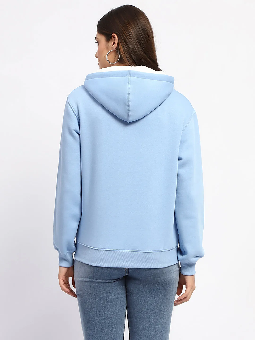 Madame Powder Blue Graphic Printed Hoodie Sweatshirt