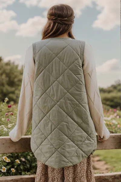 Madi Button Up Pocketed Vest Coat
