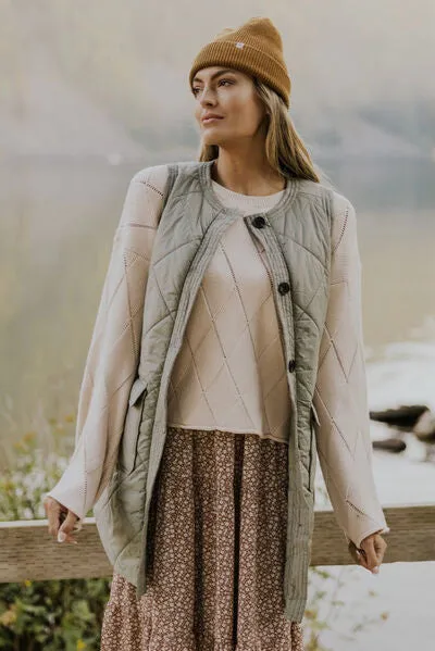 Madi Button Up Pocketed Vest Coat