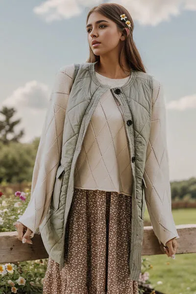Madi Button Up Pocketed Vest Coat