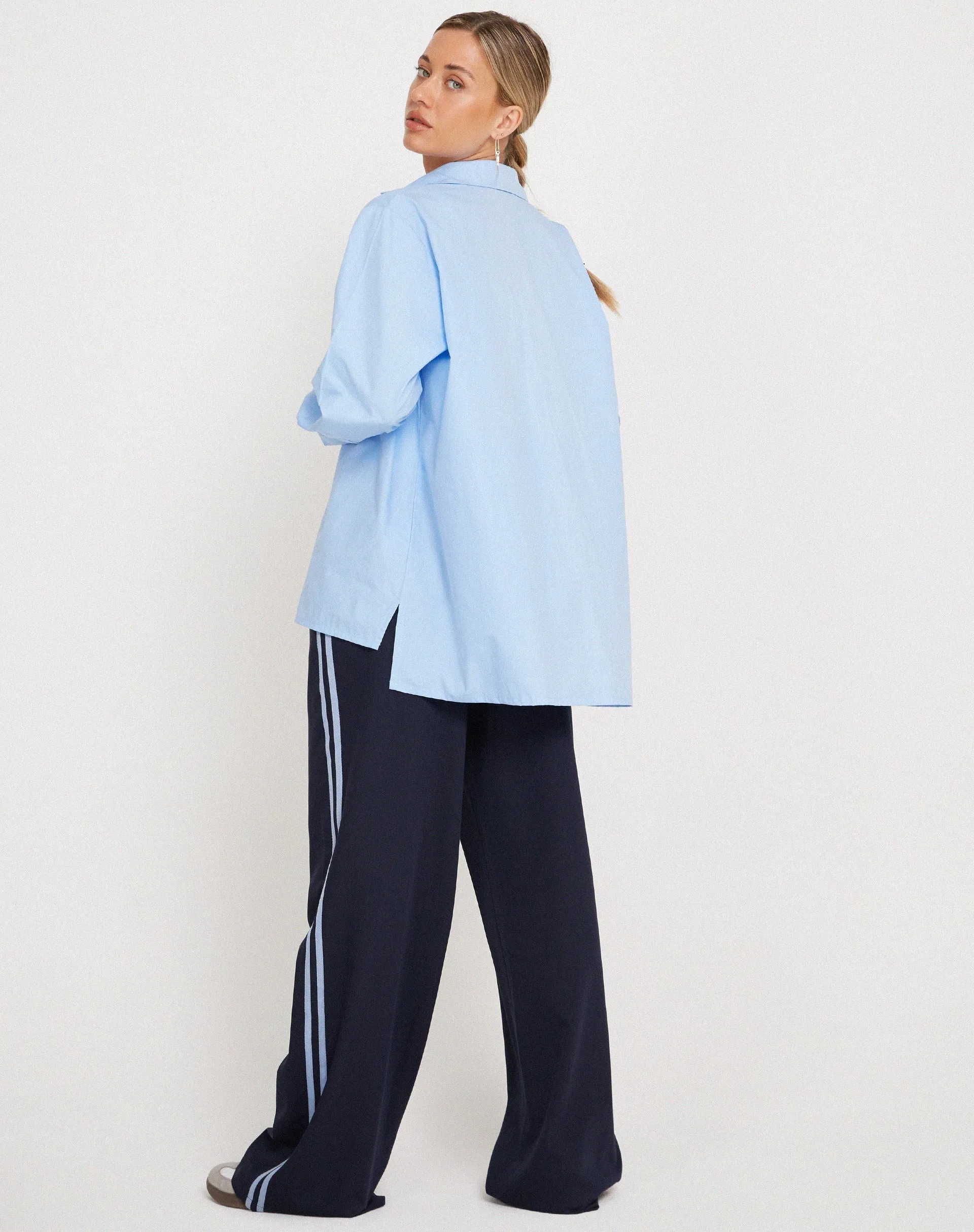 Mavis Button Up Shirt in Poplin Sky Blue