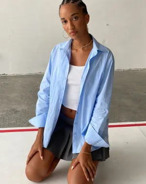 Mavis Button Up Shirt in Poplin Sky Blue