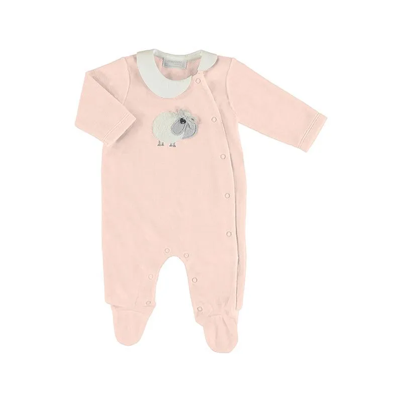 MAYORAL - Sheep Velour Babygrow - Pink