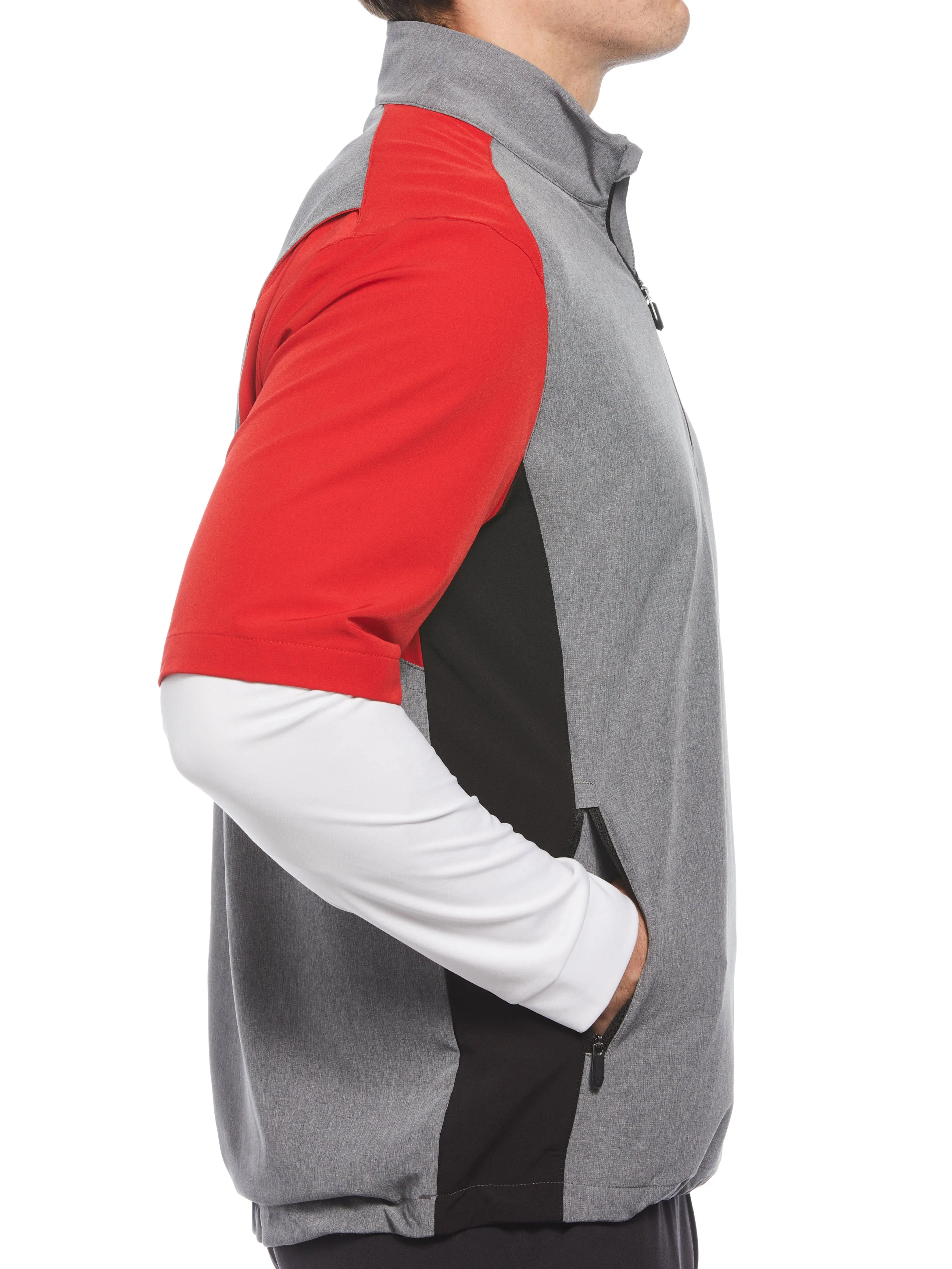 Mens Heather Blocked Half Zip Golf Pullover