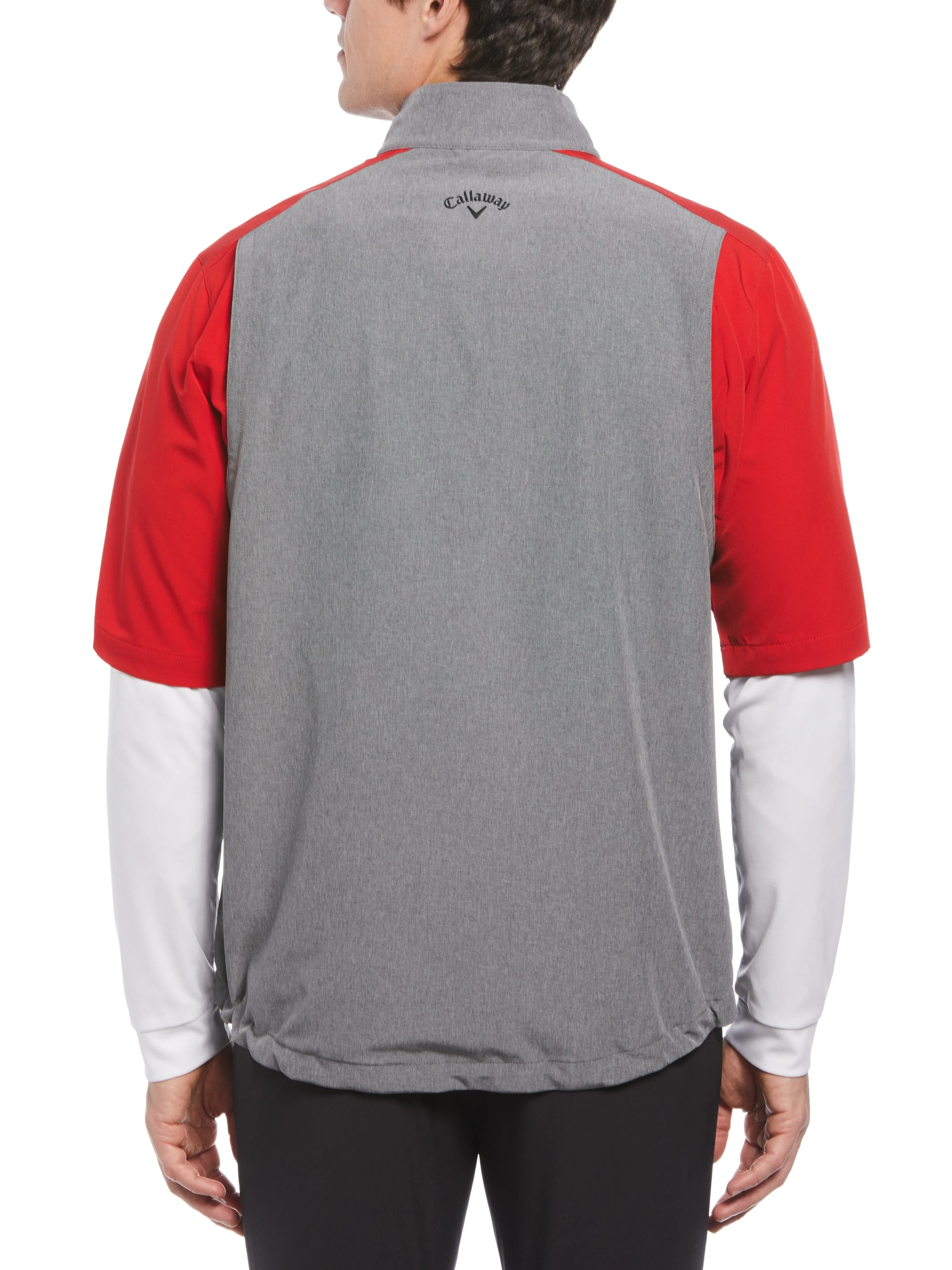 Mens Heather Blocked Half Zip Golf Pullover