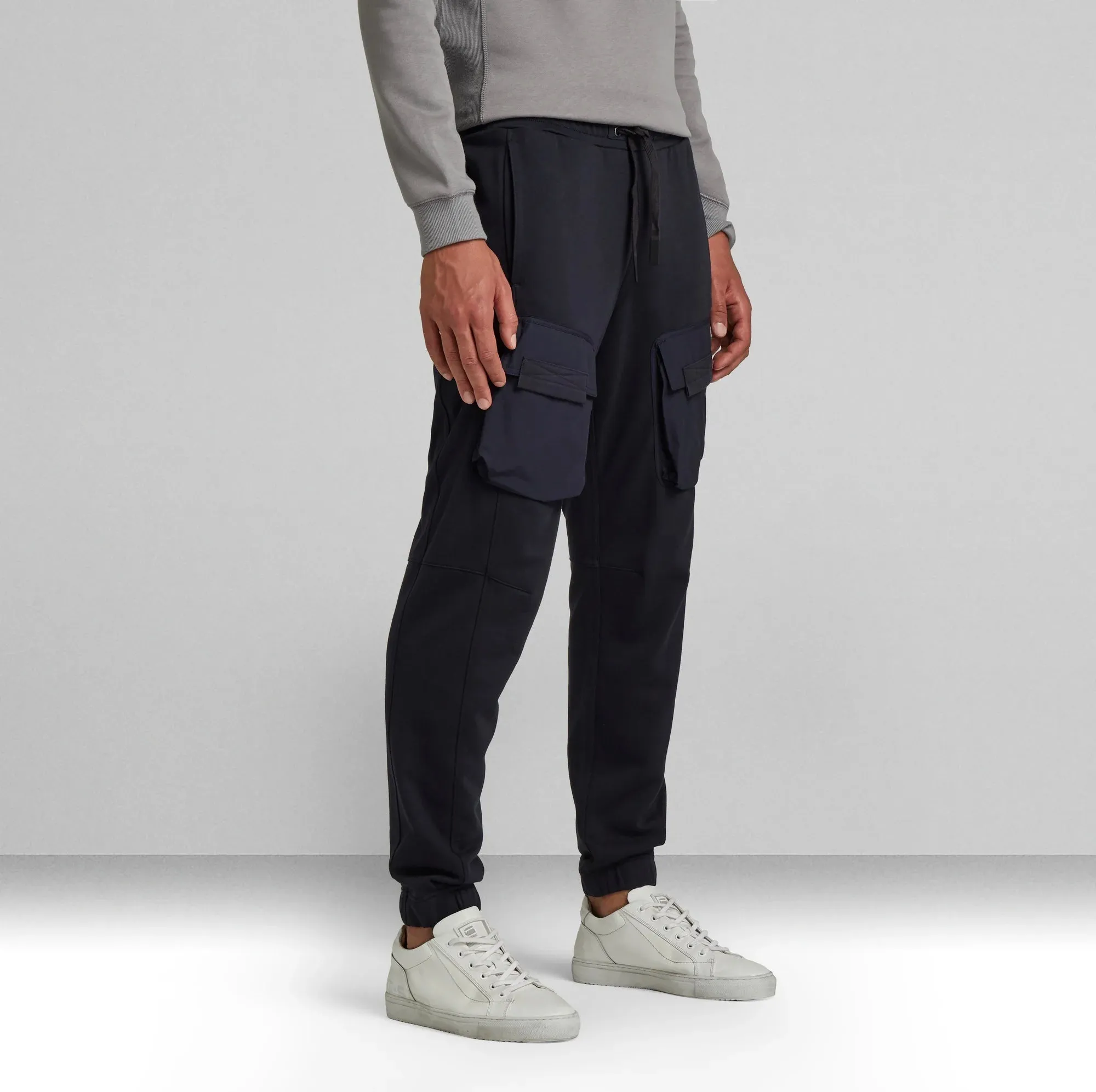 Mixed Woven Cargo Sweatpants Mazarine Blue Organic Cotton