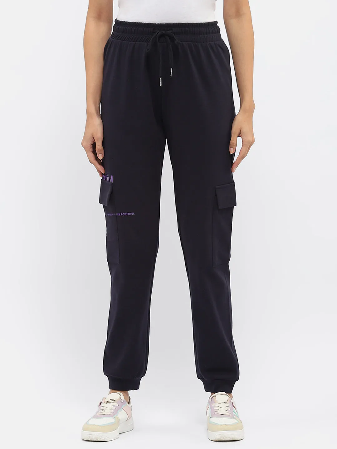 mSECRET Typography Navy Blue Drawstring Waist Jogger