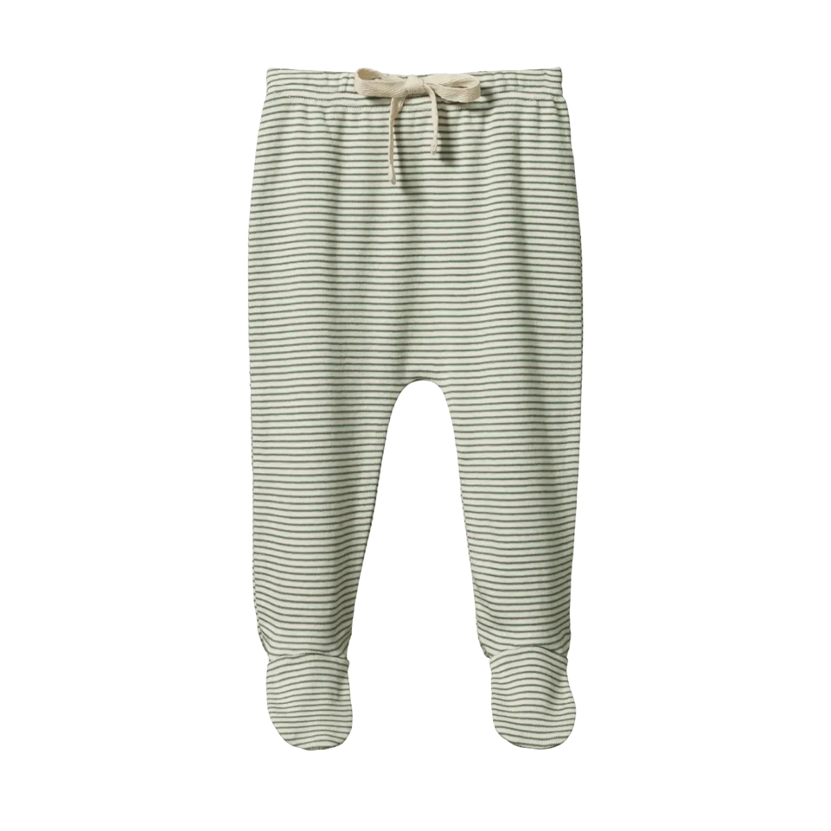 Nature Baby Footed Romper - Nettle Pinstripe