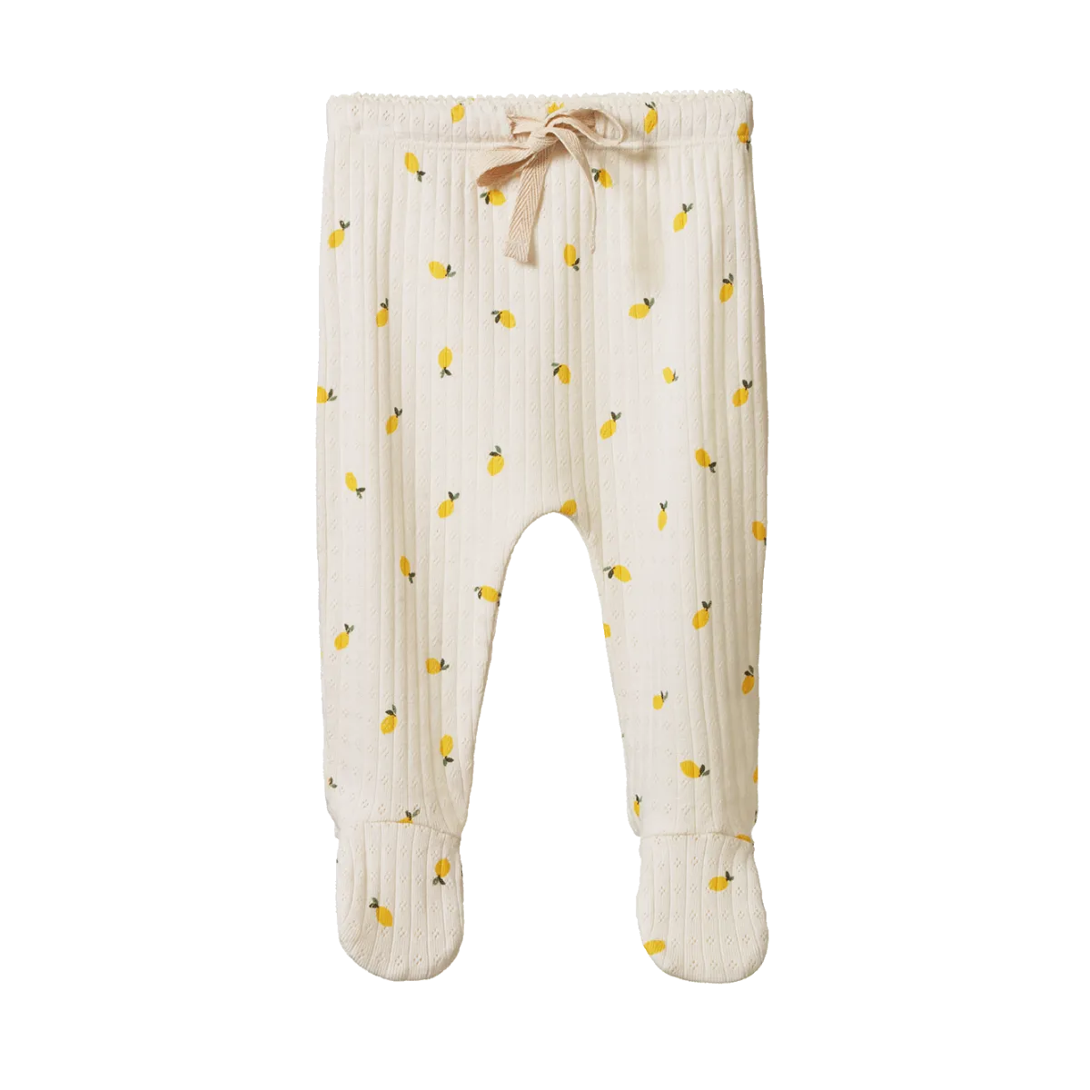 Nature Baby Footed Rompers Pointelle - Lemon Print