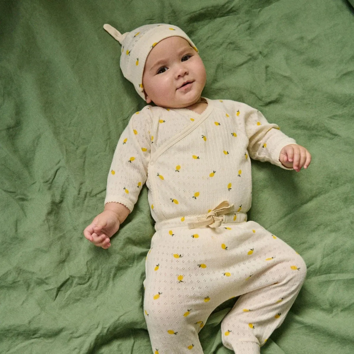Nature Baby Footed Rompers Pointelle - Lemon Print