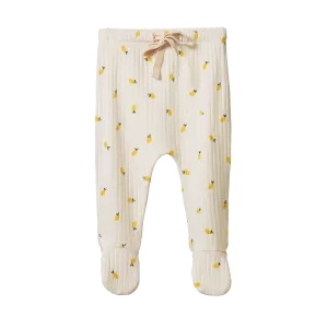 Nature Baby Footed Rompers Pointelle - Lemon Print