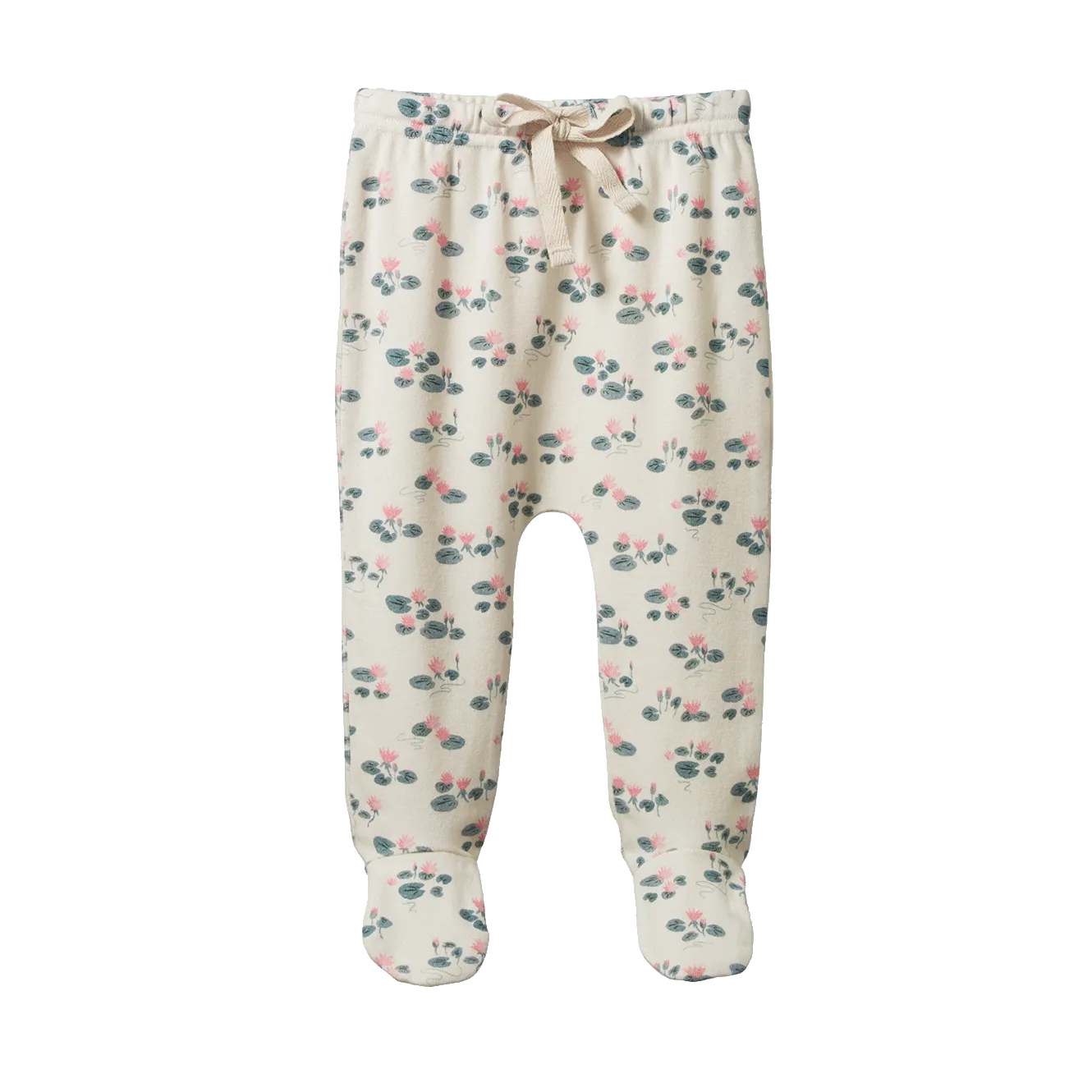 NATURE BABY FOOTED ROMPERS WATERLILIES PRINT