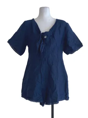 Navy Blue Textured Rompers