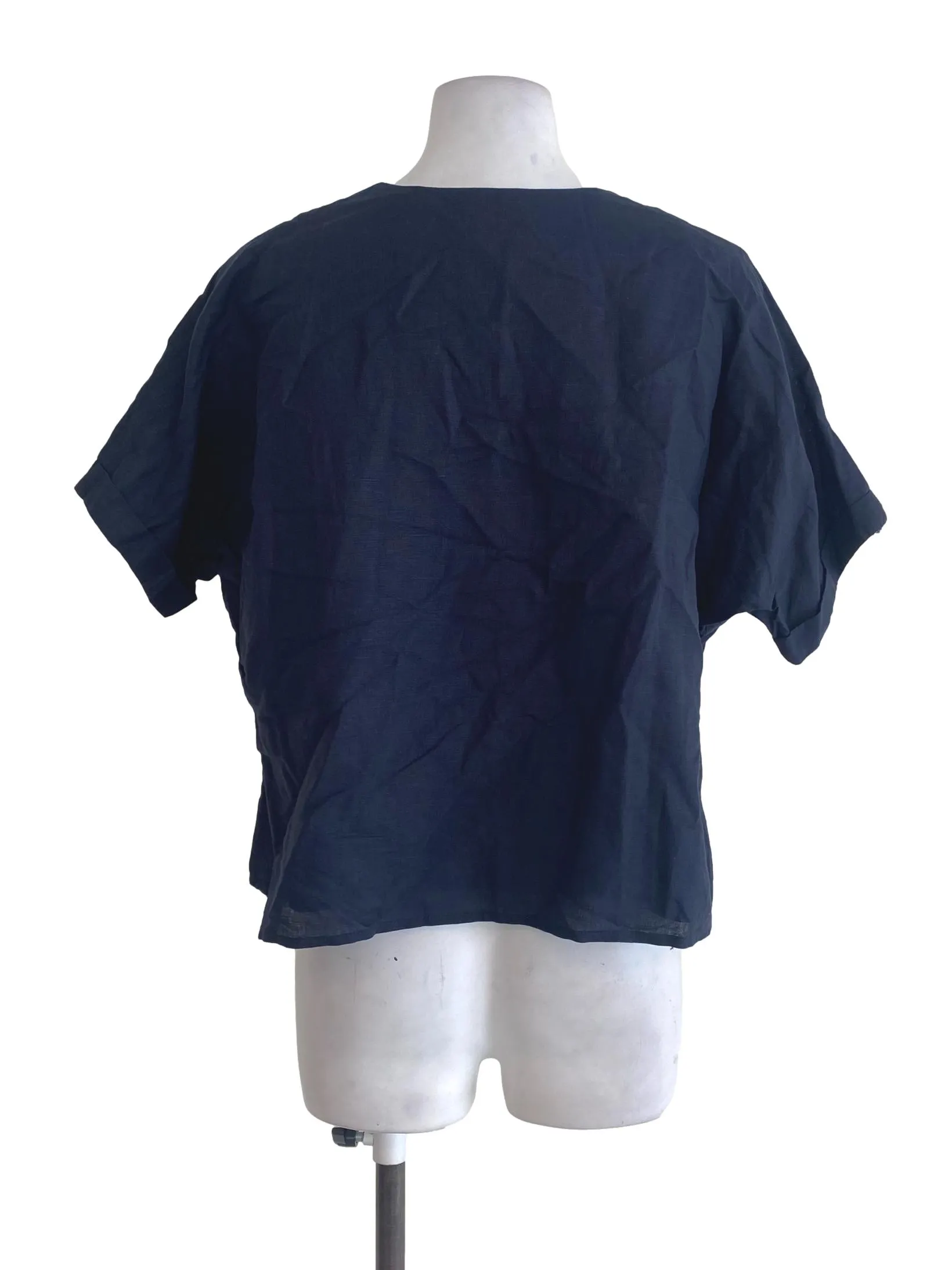 Navy Blue V Neck Top