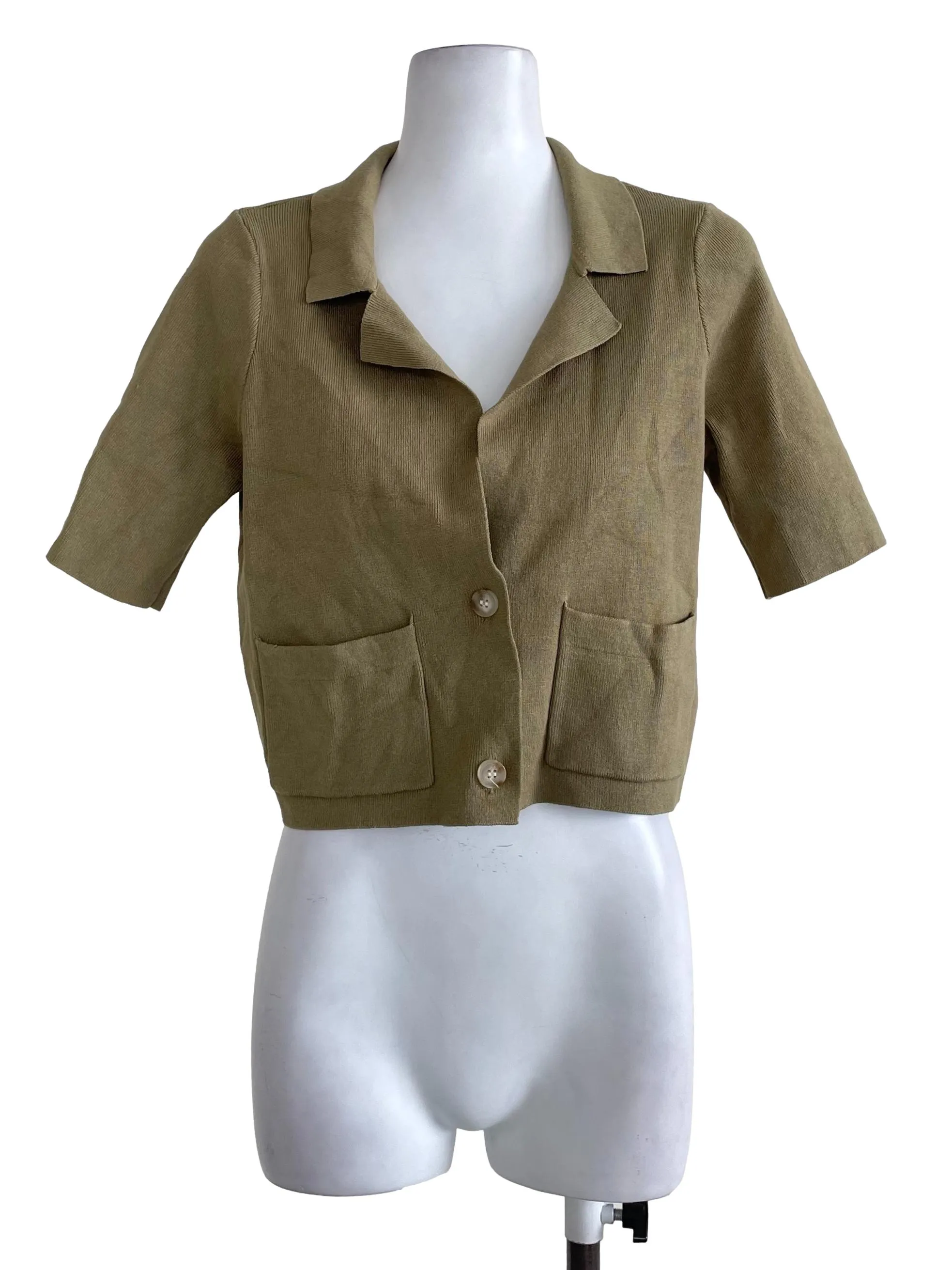 Olive Green Collar Top