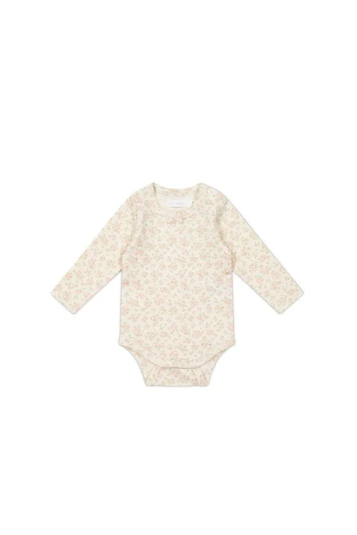 Organic Cotton Long Sleeve Bodysuit - Rosalie Floral Mauve