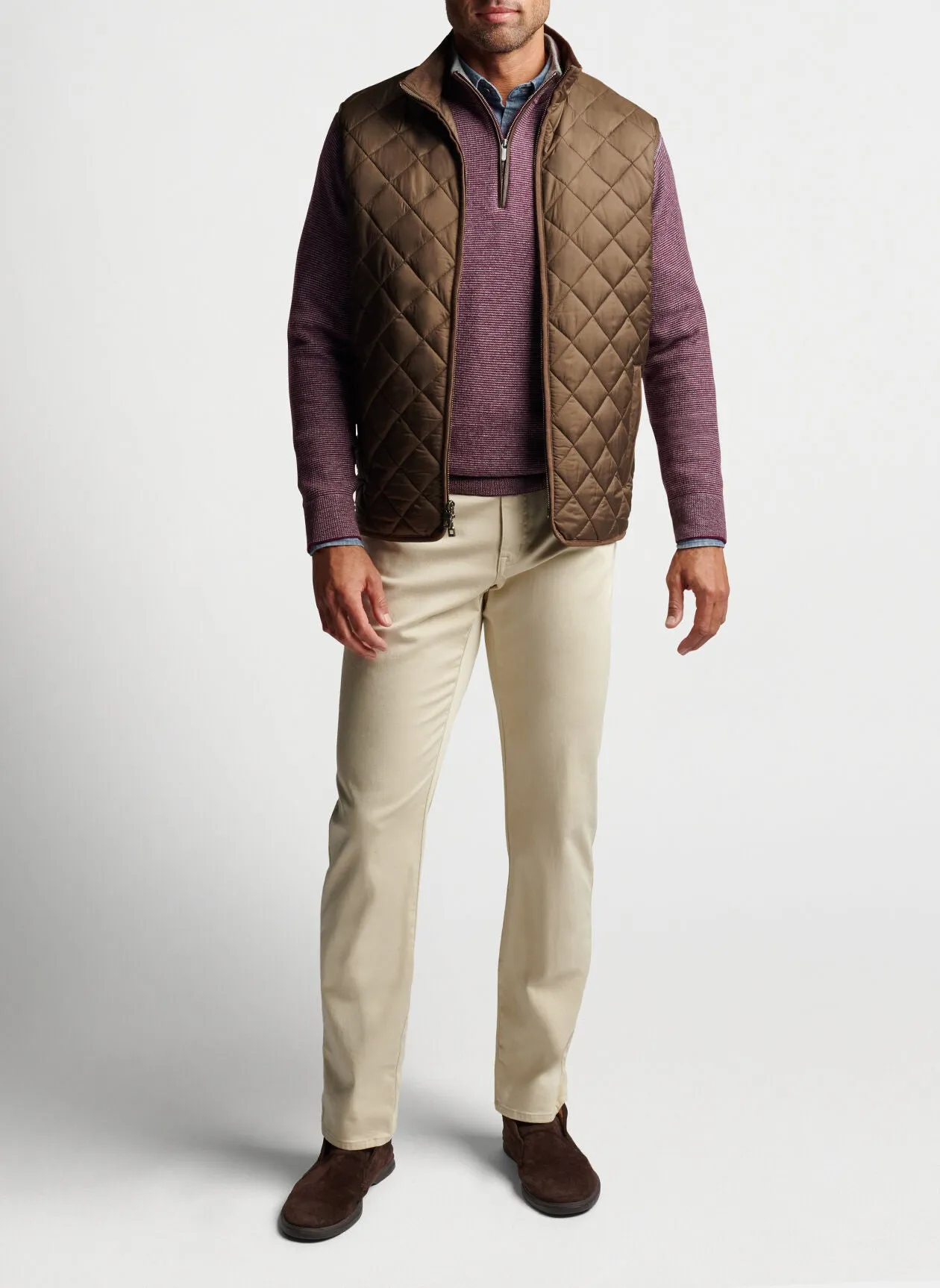 PETER MILLAR ESSEX QUILTED TRAVEL VEST - CHESTNUT