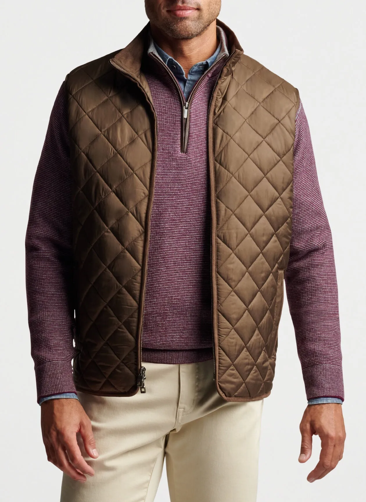 PETER MILLAR ESSEX QUILTED TRAVEL VEST - CHESTNUT