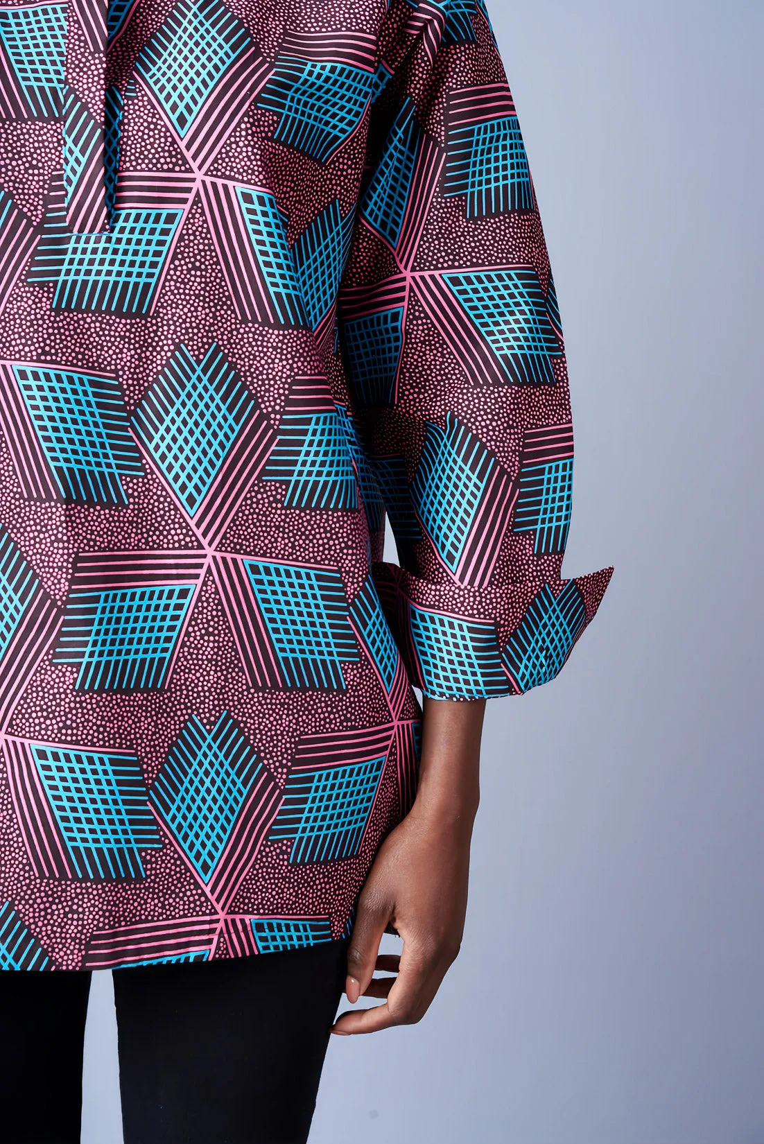 PINK & BLUE BOYFRIEND BLOUSE