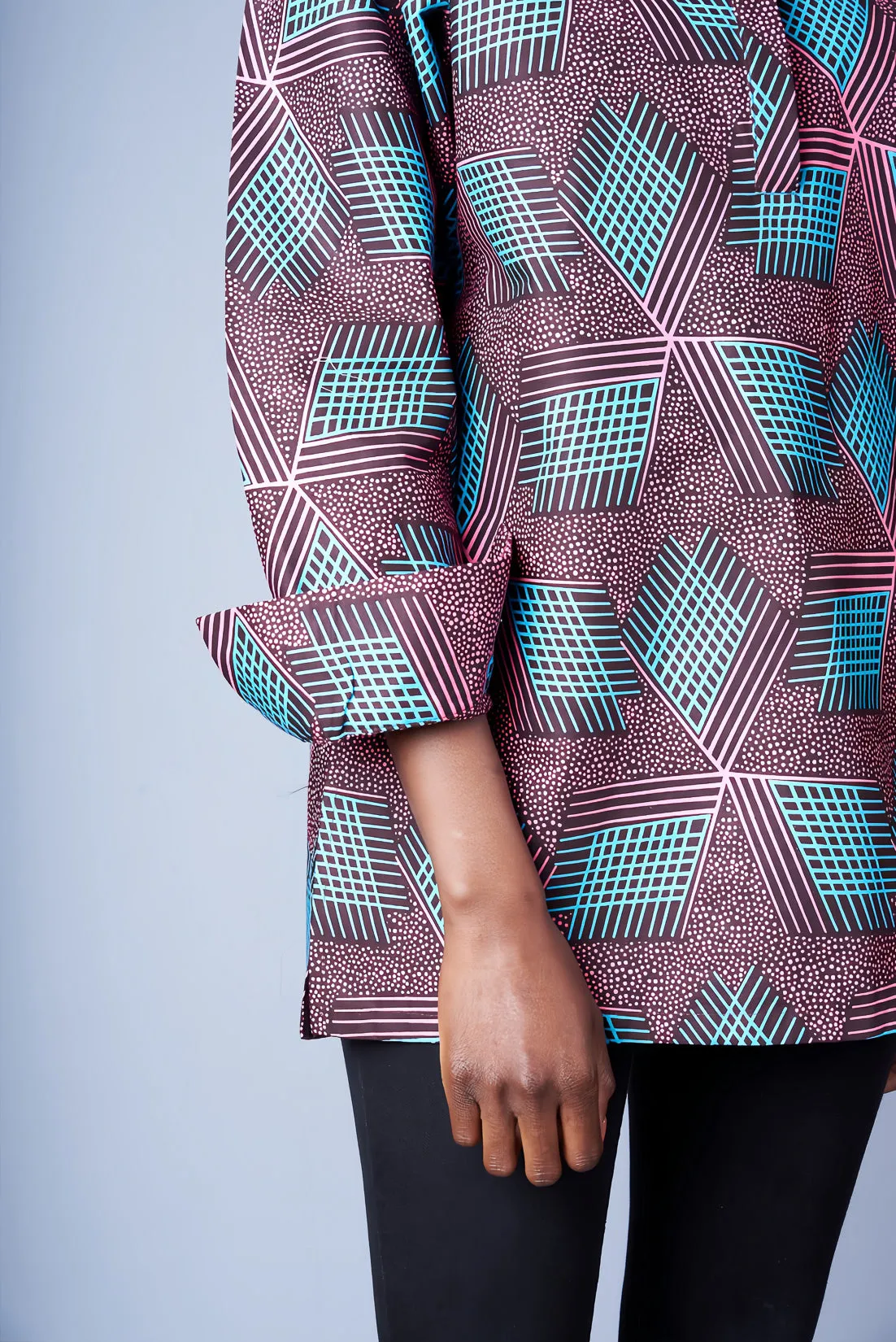 PINK & BLUE BOYFRIEND BLOUSE