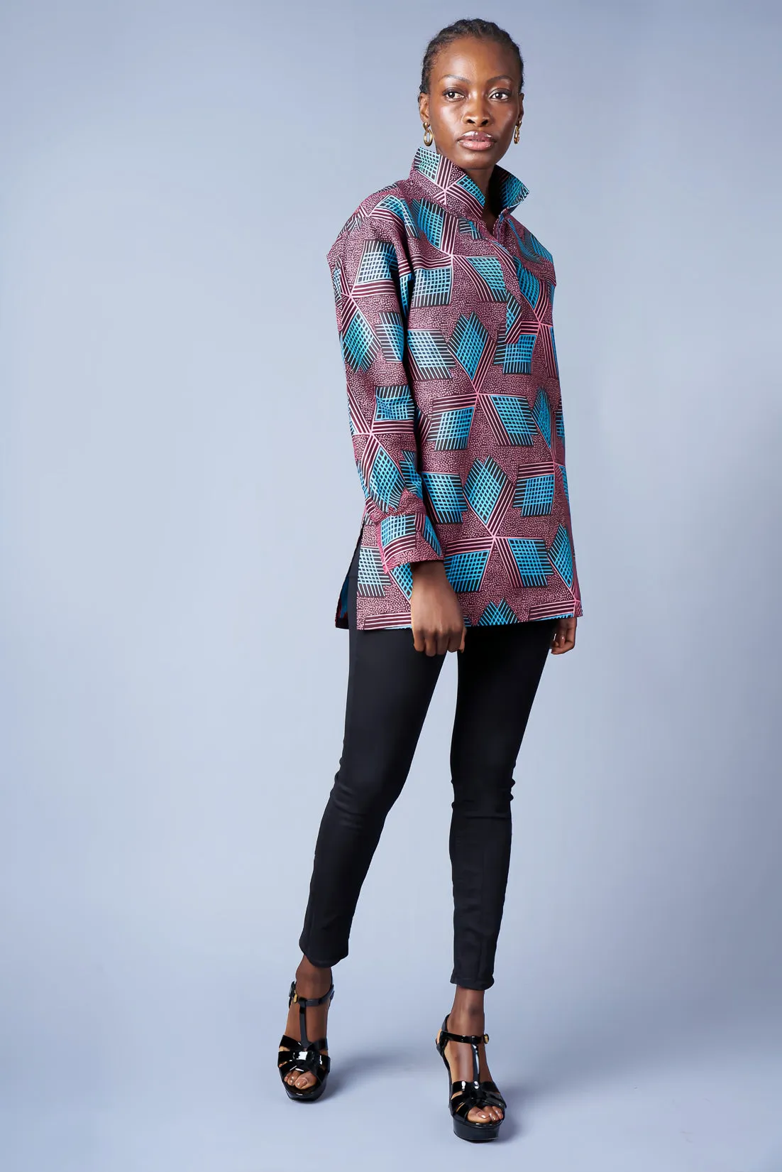 PINK & BLUE BOYFRIEND BLOUSE