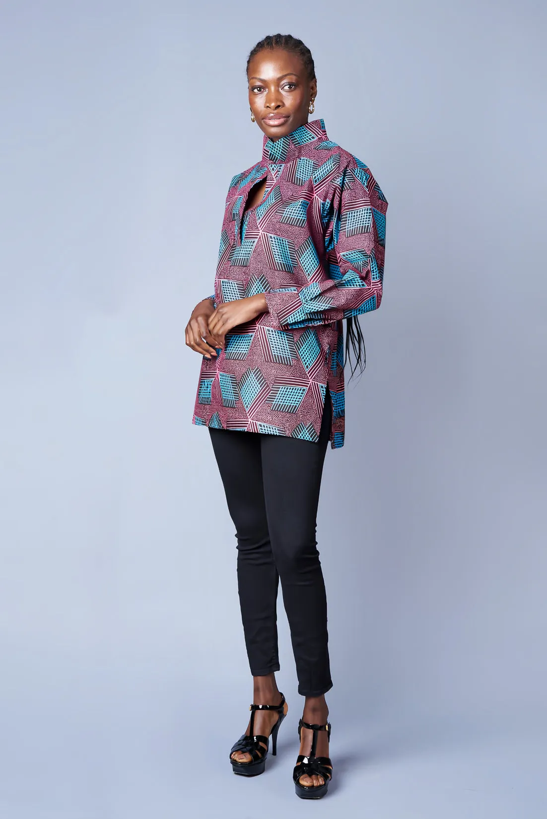 PINK & BLUE BOYFRIEND BLOUSE